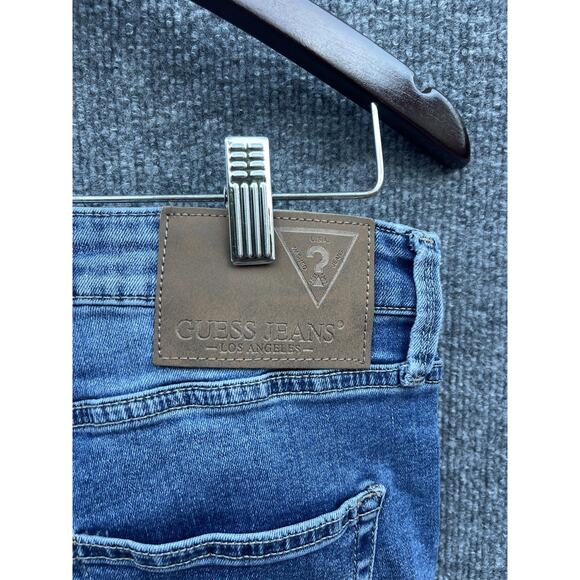 Guess Jeans Mens 30 Blue Vermont Slim Denim Medium Wash 5-Pocket Zip - Picture 3 of 13